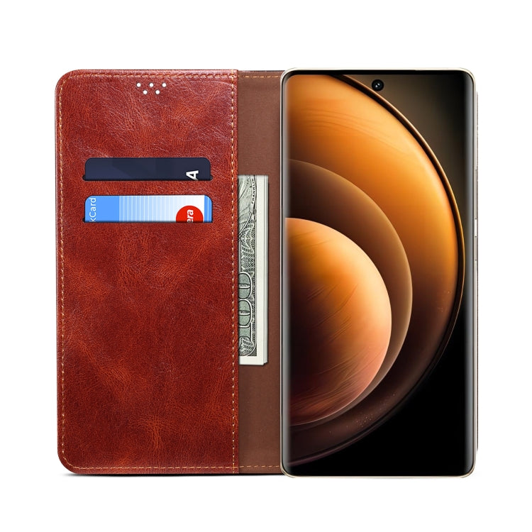 For vivo X100 Oil Wax Crazy Horse Texture Leather Phone Case(Brown) - vivo Cases by imak | Online Shopping UK | buy2fix