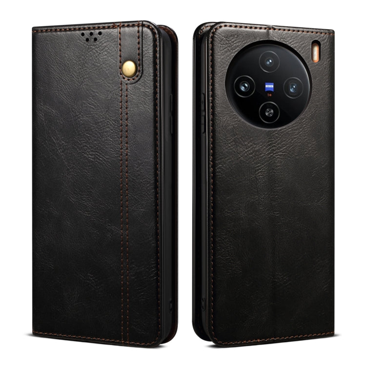 For vivo X100 Oil Wax Crazy Horse Texture Leather Phone Case(Black) - vivo Cases by imak | Online Shopping UK | buy2fix