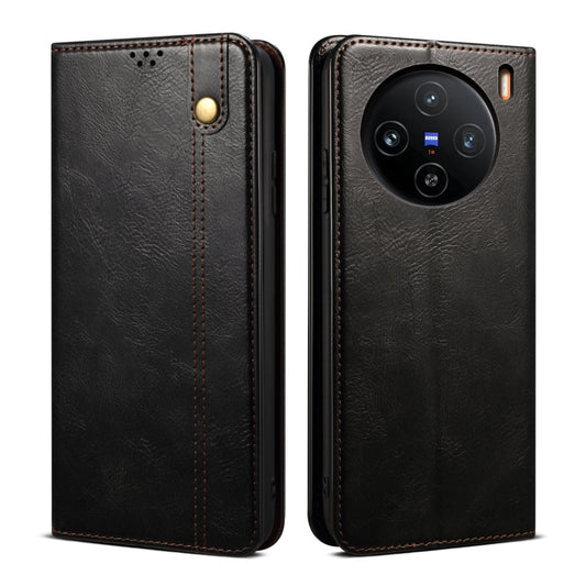 For vivo X100 Oil Wax Crazy Horse Texture Leather Phone Case(Black) - vivo Cases by imak | Online Shopping UK | buy2fix