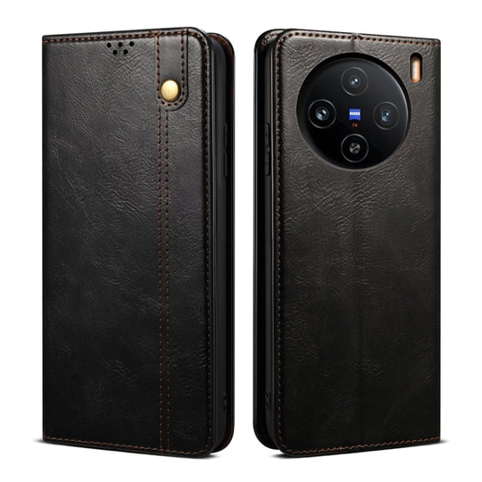 For vivo X100 Oil Wax Crazy Horse Texture Leather Phone Case(Black)