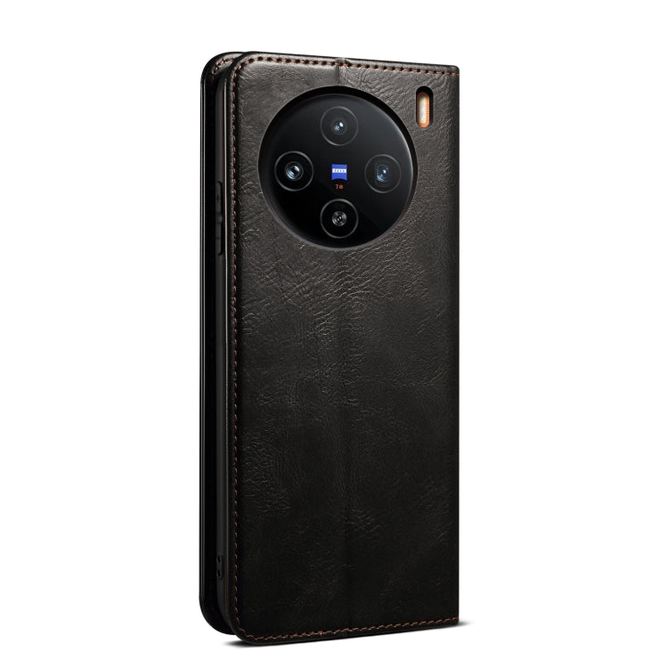 For vivo X100 Oil Wax Crazy Horse Texture Leather Phone Case(Black) - vivo Cases by imak | Online Shopping UK | buy2fix