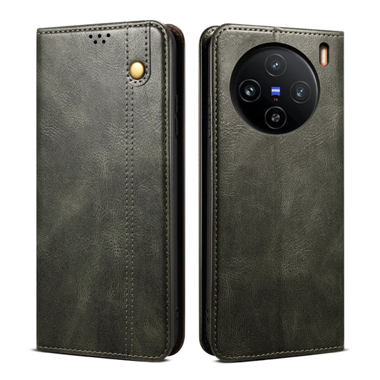 For vivo X100 Oil Wax Crazy Horse Texture Leather Phone Case(Green) - vivo Cases by imak | Online Shopping UK | buy2fix