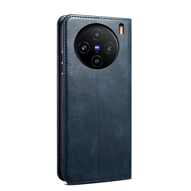 For vivo X100 Oil Wax Crazy Horse Texture Leather Phone Case(Blue) - vivo Cases by imak | Online Shopping UK | buy2fix