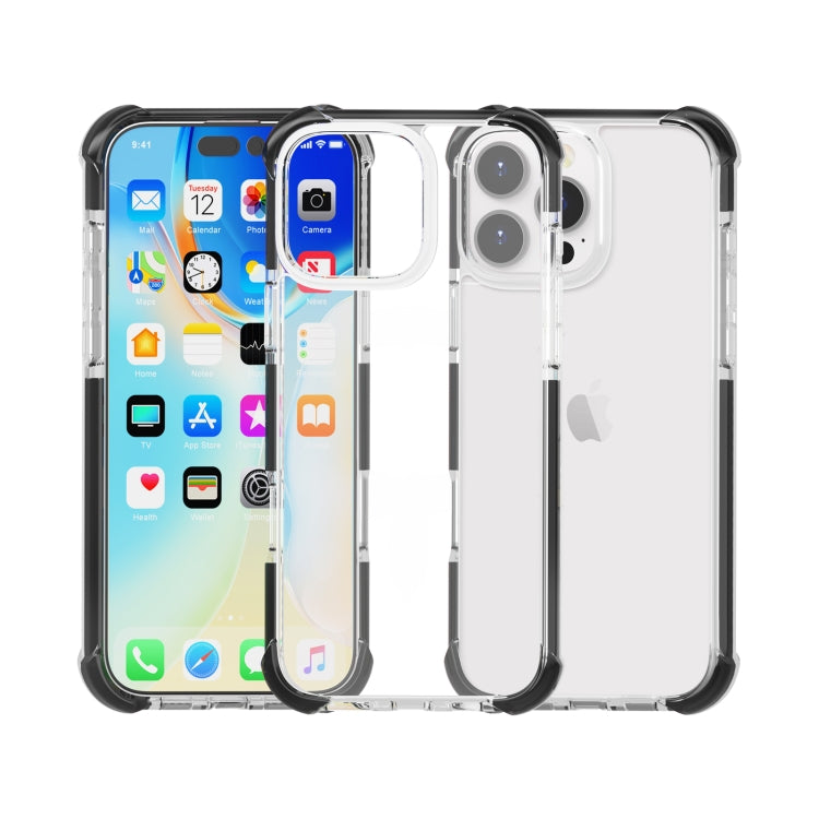For iPhone 16 Pro Four-corner Shockproof TPU Hybrid Acrylic Phone Case(Black + Transparent) by buy2fix