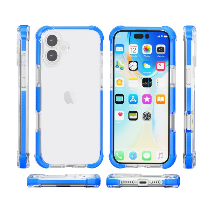 For iPhone 16 Plus Four-corner Shockproof TPU Hybrid Acrylic Phone Case(Blue) - iPhone 16 Plus Cases by buy2fix | Online Shopping UK | buy2fix