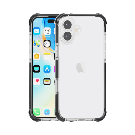 For iPhone 16 Plus Four-corner Shockproof TPU Hybrid Acrylic Phone Case(Black + Transparent) - iPhone 16 Plus Cases by buy2fix | Online Shopping UK | buy2fix