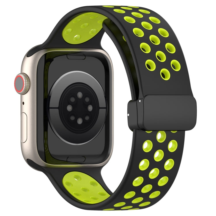 For Apple Watch 8 41mm Magnetic Buckle Silicone Watch Band(Black Limes) by buy2fix