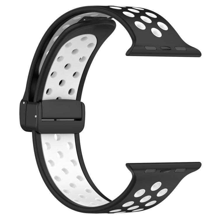 For Apple Watch SE 40mm Magnetic Buckle Silicone Watch Band(Black White) by buy2fix