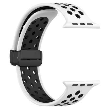 For Apple Watch 6 44mm Magnetic Buckle Silicone Watch Band(White Black) by buy2fix