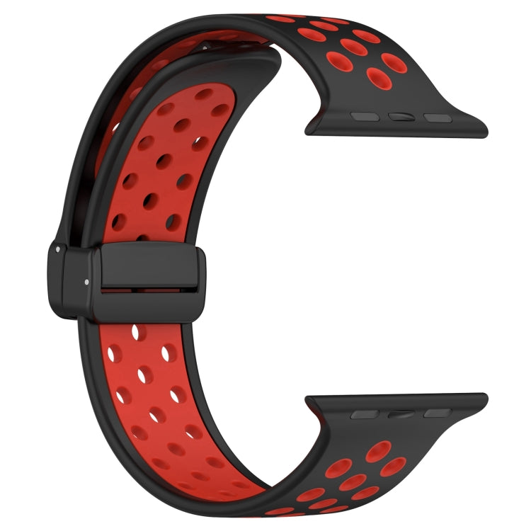 For Apple Watch 6 44mm Magnetic Buckle Silicone Watch Band(Black Red) by buy2fix