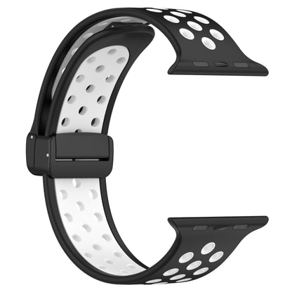 For Apple Watch 5 40mm Magnetic Buckle Silicone Watch Band(Black White) by buy2fix
