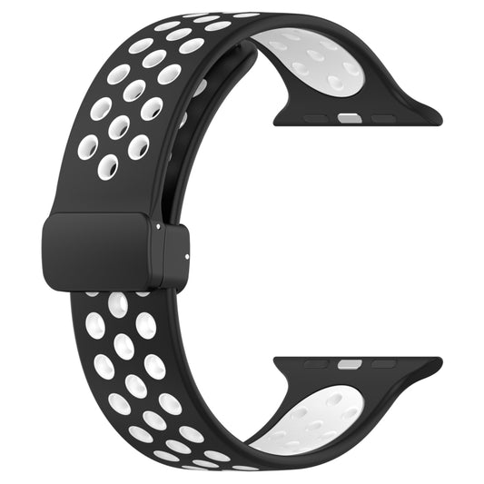 For Apple Watch 3 42mm Magnetic Buckle Silicone Watch Band(Black White) by buy2fix