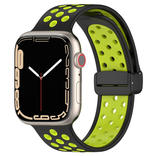 For Apple Watch 3 42mm Magnetic Buckle Silicone Watch Band(Black Limes) by buy2fix