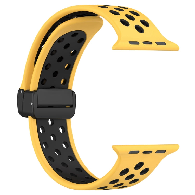 For Apple Watch 38mm Magnetic Buckle Silicone Watch Band(Yellow Black) by buy2fix