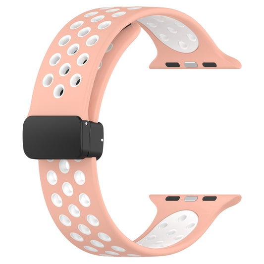For Apple Watch Ultra 2 49mm Magnetic Buckle Silicone Watch Band(Pink White) by buy2fix
