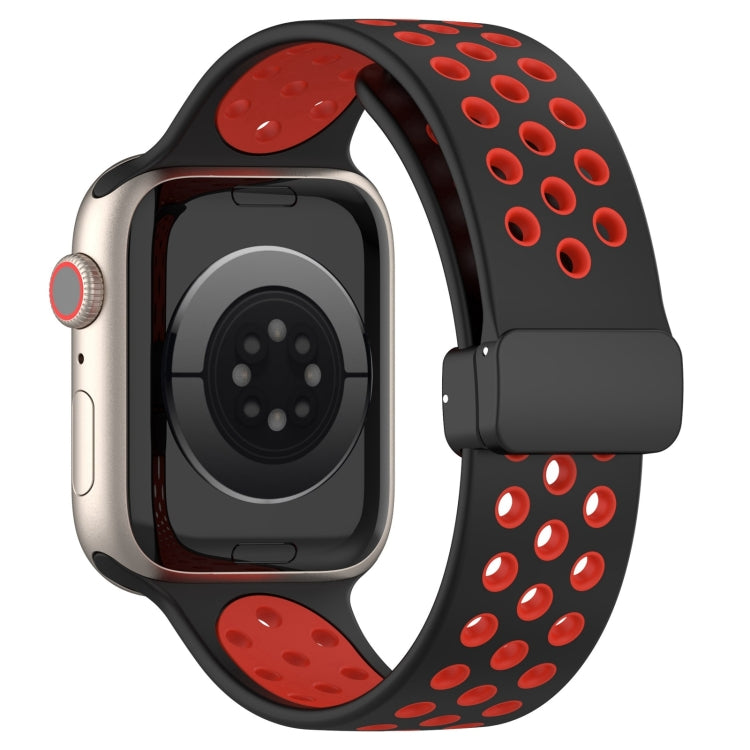 For Apple Watch Ultra 2 49mm Magnetic Buckle Silicone Watch Band(Black Red) by buy2fix