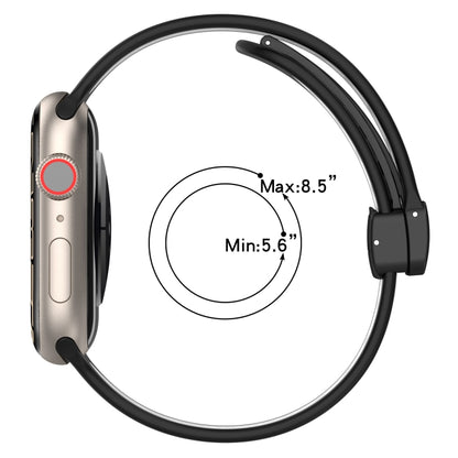For Apple Watch Ultra 2 49mm Magnetic Buckle Silicone Watch Band(Black Red) by buy2fix