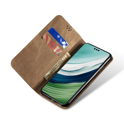 For Honor X6A Denim Texture Flip Leather Phone Case(Khaki) - Honor Cases by buy2fix | Online Shopping UK | buy2fix