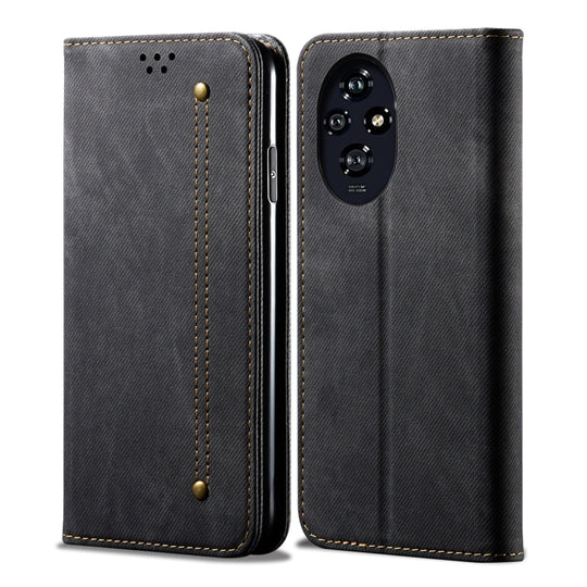 For Honor 200 Denim Texture Flip Leather Phone Case(Black)