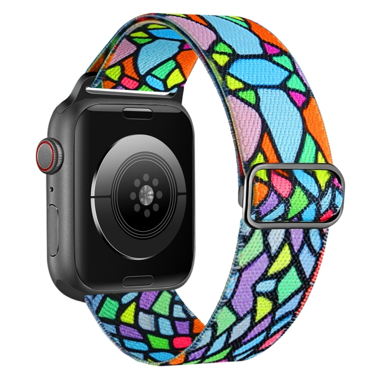 For Apple Watch Ultra 49mm Painted Pattern Nylon Replacement Watch Band(Geometric Rainbow) by buy2fix