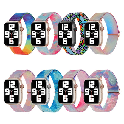 For Apple Watch Ultra 49mm Painted Pattern Nylon Replacement Watch Band(Liquid Colorful) by buy2fix