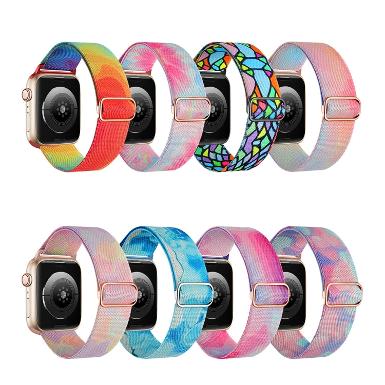 For Apple Watch Ultra 49mm Painted Pattern Nylon Replacement Watch Band(Geometric Rainbow) by buy2fix