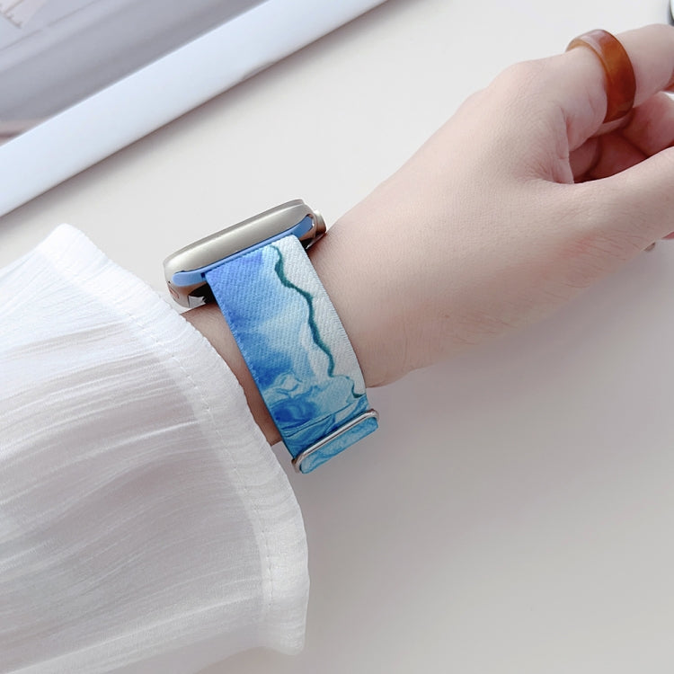 For Apple Watch Ultra 2 49mm Painted Pattern Nylon Replacement Watch Band(Ladder Purple Blue) by buy2fix