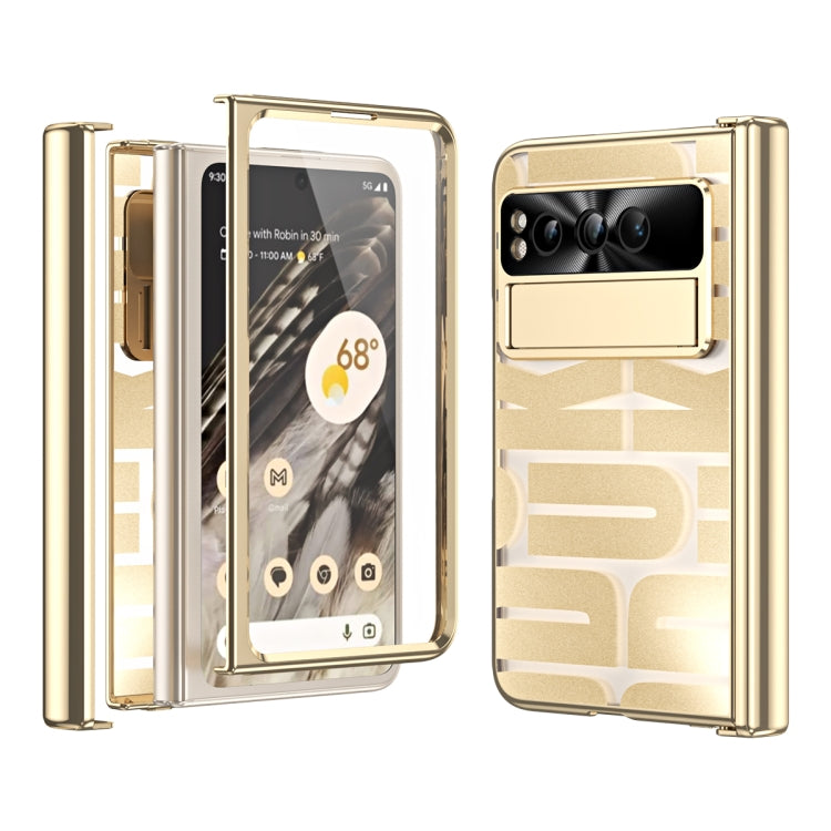 For Google Pixel Fold Integrated Electroplating Folding Phone Case with Hinge(Gold) by buy2fix
