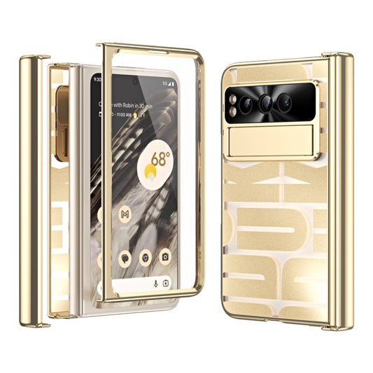 For Google Pixel Fold Integrated Electroplating Folding Phone Case with Hinge(Gold) by buy2fix