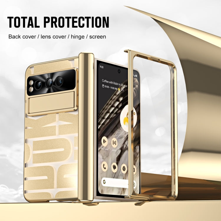For Google Pixel Fold Integrated Electroplating Folding Phone Case with Hinge(Gold) by buy2fix