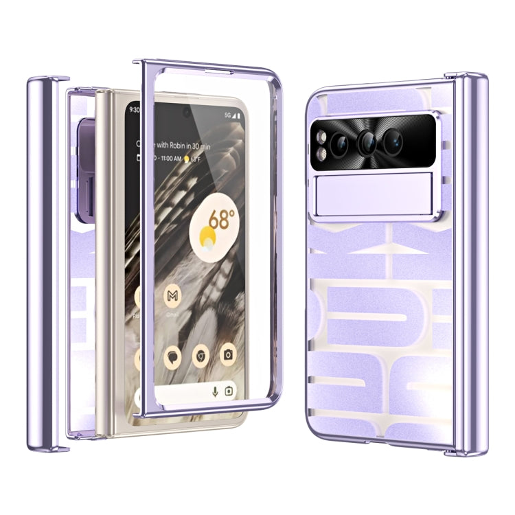 For Google Pixel Fold Integrated Electroplating Folding Phone Case with Hinge(Purple) by buy2fix