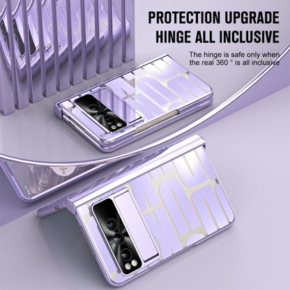 For Google Pixel Fold Integrated Electroplating Folding Phone Case with Hinge(Purple) by buy2fix