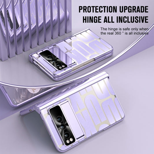 For Google Pixel Fold Integrated Electroplating Folding Phone Case with Hinge(Purple) by buy2fix