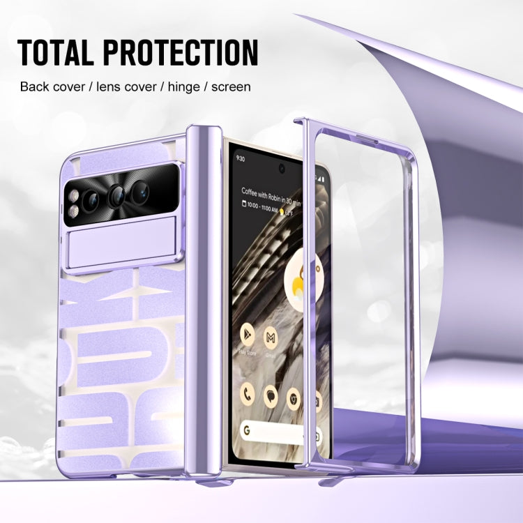 For Google Pixel Fold Integrated Electroplating Folding Phone Case with Hinge(Purple) by buy2fix