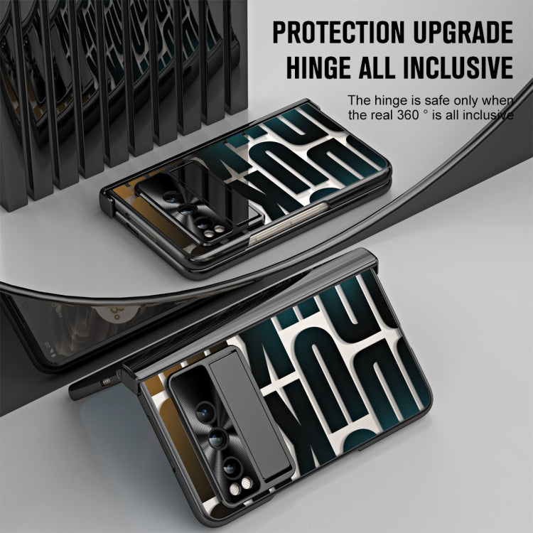 For Google Pixel Fold Integrated Electroplating Folding Phone Case with Pen Slot & Hinge(Black) by buy2fix