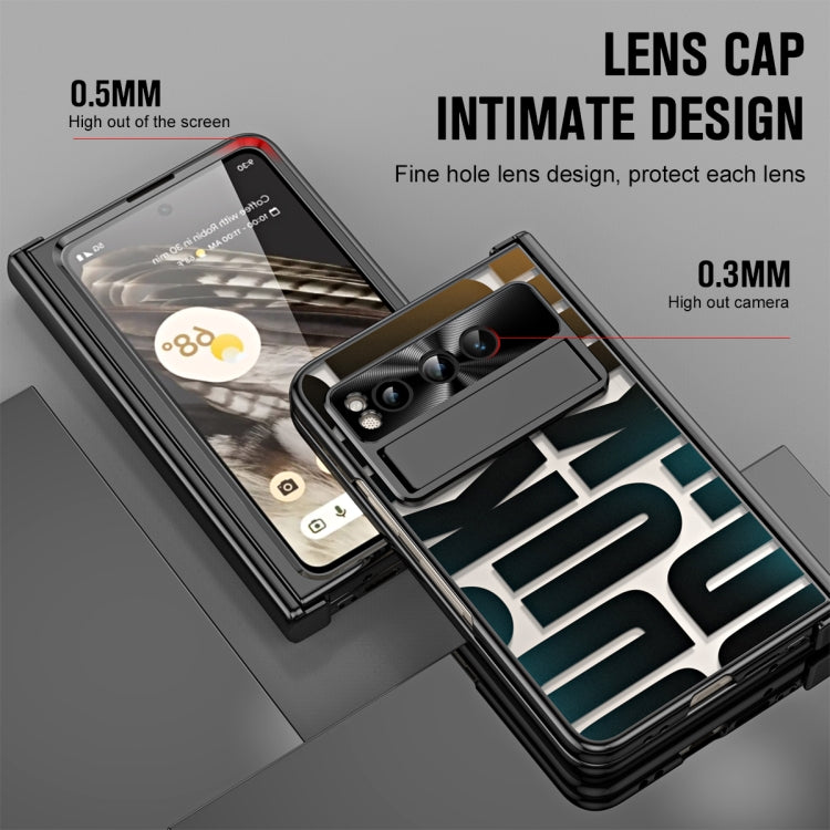 For Google Pixel Fold Integrated Electroplating Folding Phone Case with Pen Slot & Hinge(Black) by buy2fix