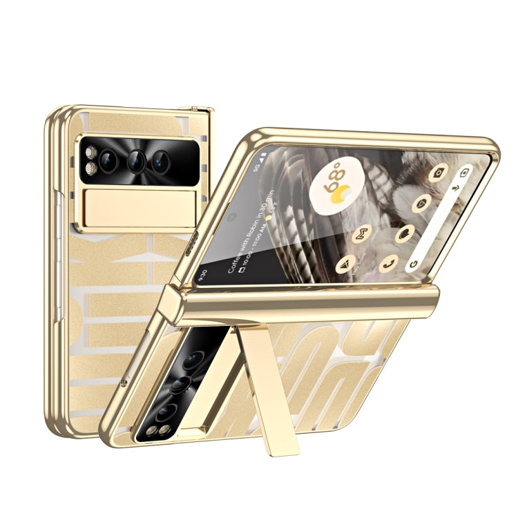 For Google Pixel Fold Integrated Electroplating Folding Phone Case with Pen Slot & Hinge(Gold) by buy2fix