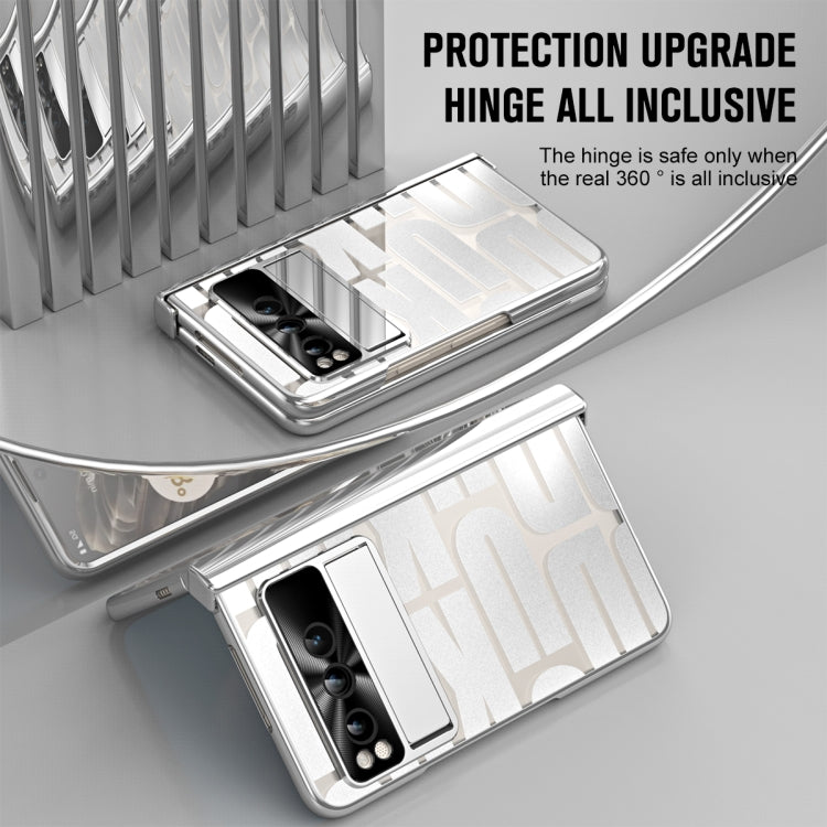 For Google Pixel Fold Integrated Electroplating Folding Phone Case with Pen Slot & Hinge(Silver) by buy2fix