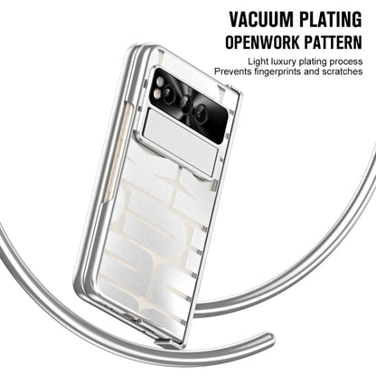 For Google Pixel Fold Integrated Electroplating Folding Phone Case with Pen Slot & Hinge(Silver) by buy2fix