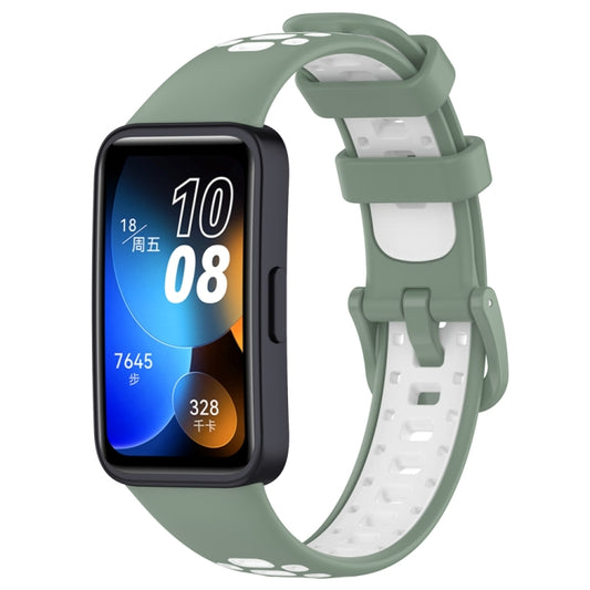 For Huawei Band 10 / 9 / 8 Two Color Silicone Watch Band(Light Green White) by buy2fix