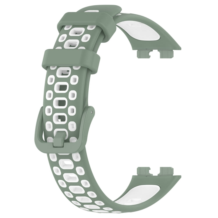 For Huawei Band 10 / 9 / 8 Two Color Silicone Watch Band(Light Green White) by buy2fix