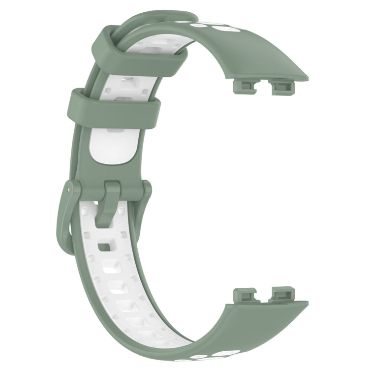 For Huawei Band 10 / 9 / 8 Two Color Silicone Watch Band(Light Green White) by buy2fix