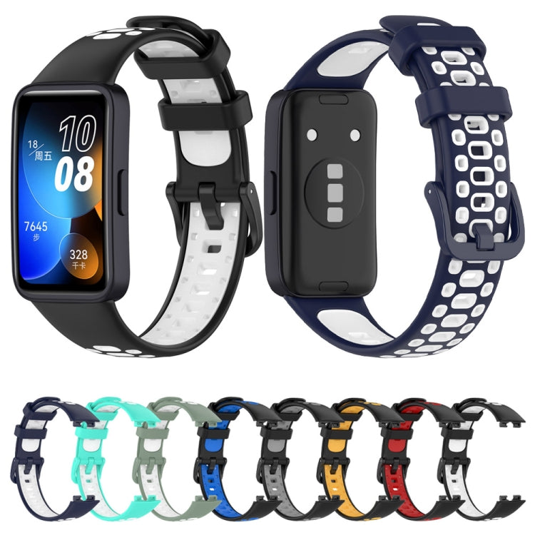 For Huawei Band 10 / 9 / 8 Two Color Silicone Watch Band(Light Green White) by buy2fix