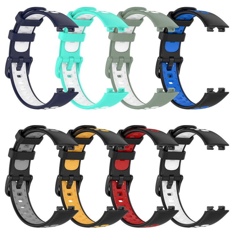 For Huawei Band 10 / 9 / 8 Two Color Silicone Watch Band(Light Green White) by buy2fix