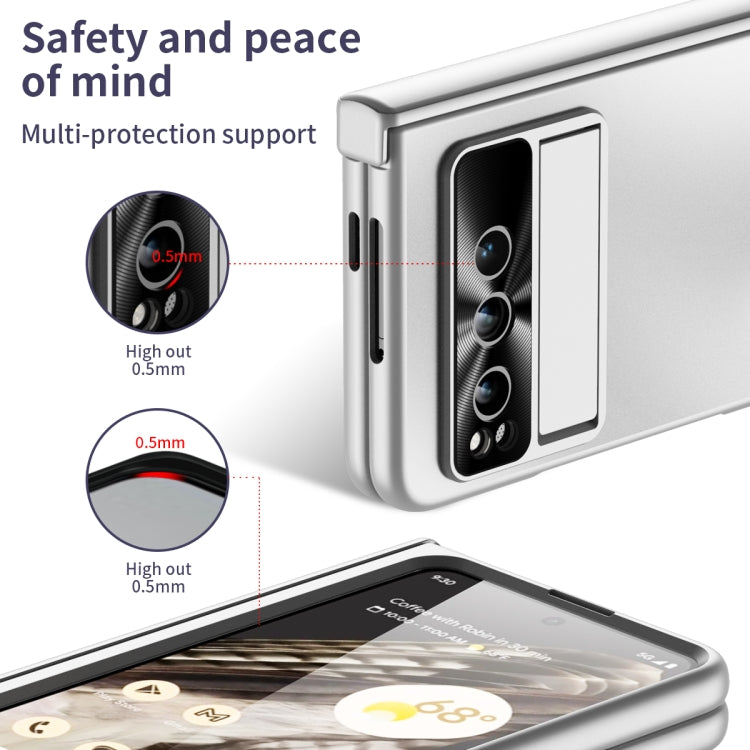 For Google Pixel Fold Integrated Electroplating Folding All-inclusive Phone Case with Hinge(Silver) by buy2fix