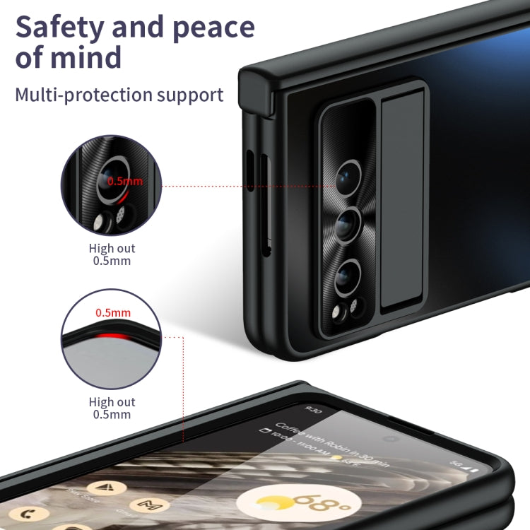 For Google Pixel Fold Integrated Electroplating Folding All-inclusive Phone Case with Hinge(Black) by buy2fix