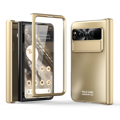 For Google Pixel Fold Integrated Electroplating Folding All-inclusive Phone Case with Hinge(Gold) by buy2fix