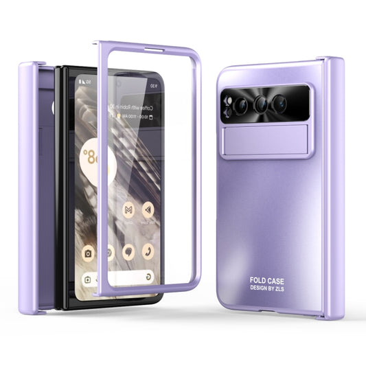 For Google Pixel Fold Integrated Electroplating Folding All-inclusive Phone Case with Hinge(Purple) by buy2fix