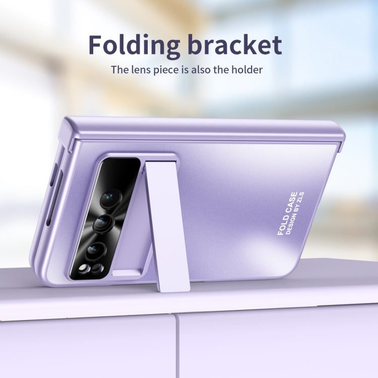 For Google Pixel Fold Integrated Electroplating Folding All-inclusive Phone Case with Hinge(Purple) by buy2fix