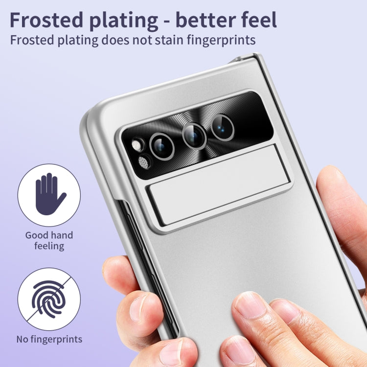 For Google Pixel Fold Integrated Electroplating Folding All-inclusive Phone Case with Pen Slot & Hinge(Silver) by buy2fix